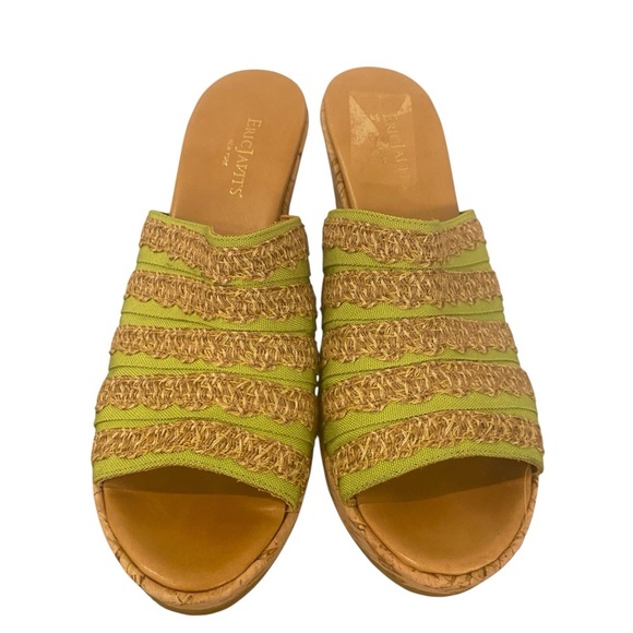 Eric Javits Womens Lime Green Cork Sole Wedge Sandals - Picture 2 of 8